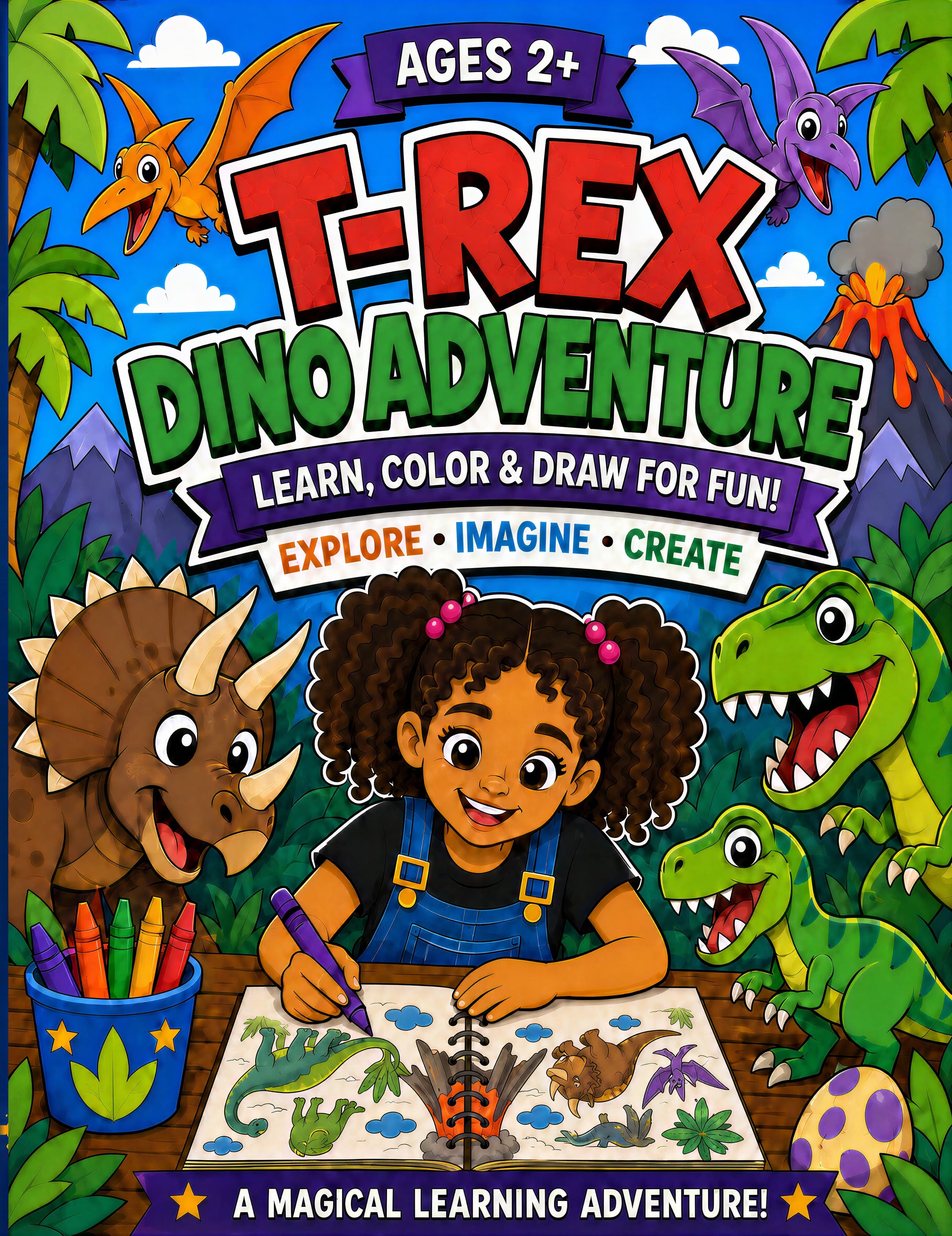 T-Rex Dino Adventure: Learn, Color and Draw for Fun book cover